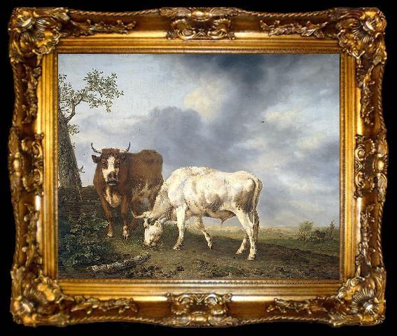 framed  Jan Kobell Oxen in the meadow, ta009-2